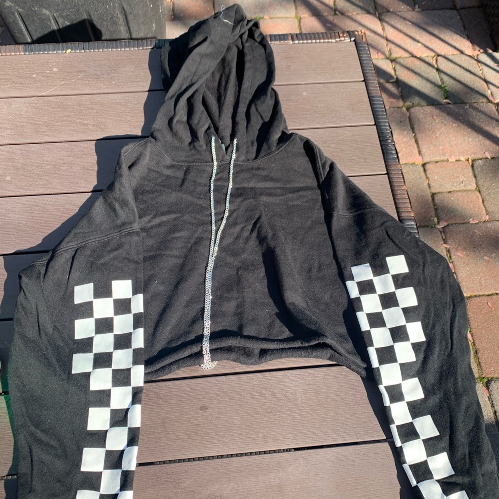 Cropped Checkered Hoodie